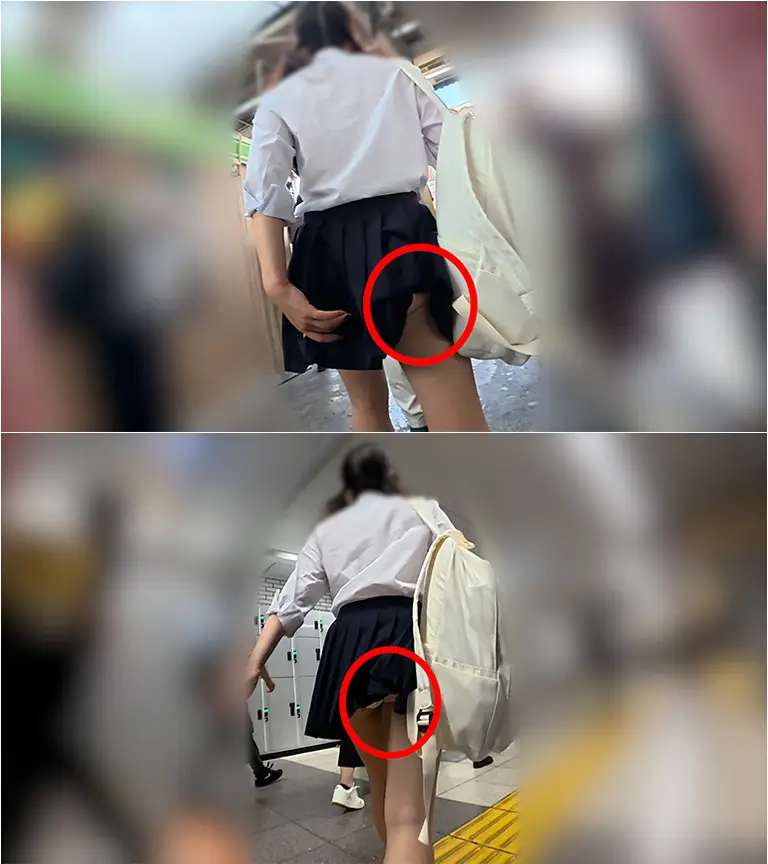 狂信者 #162【★4】小柄なツインテ娘のムチ尻を長時間揉みまくり、スカート捲れてパンツ丸見えのままホームを歩く姿を追跡！ 補助画像 3