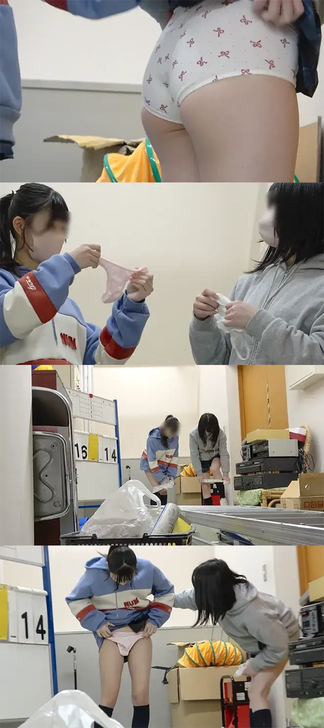 （12日まで目出し！最安値！）40体育館倉庫でぱんつ試着会！えろ下着丸出しでおま⚪︎こも丸見え！！