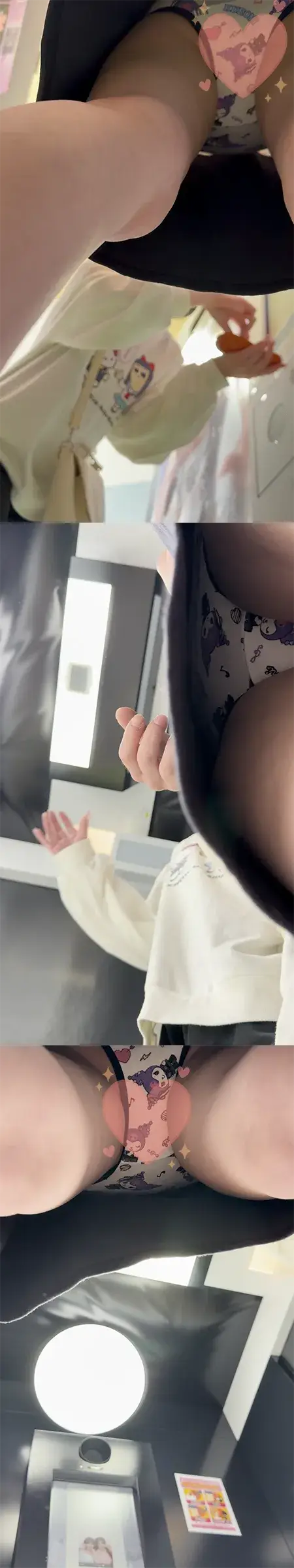 【高学年女子】お姉ちゃん？と2人でプリ！キャラパン丸見えの若すぎるプリけつゲット！ 補助画像 1