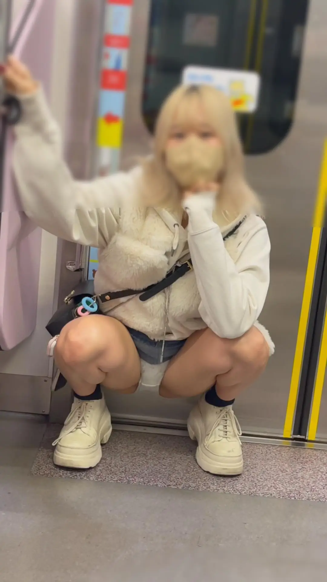 JD盗撮日記58　久しぶりの登場！！派手髪の激カワミニスカJDを電車内で盗撮【※完全主観30分超撮影】