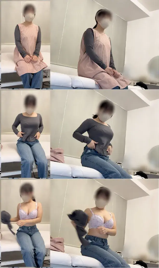 【触診4】Hカップ保育士の巨乳をオイルでヌルヌルテカテカに！後ろからのしつこい乳首責めで「イク…！」ビクンビクンと思わず絶頂 画像 1