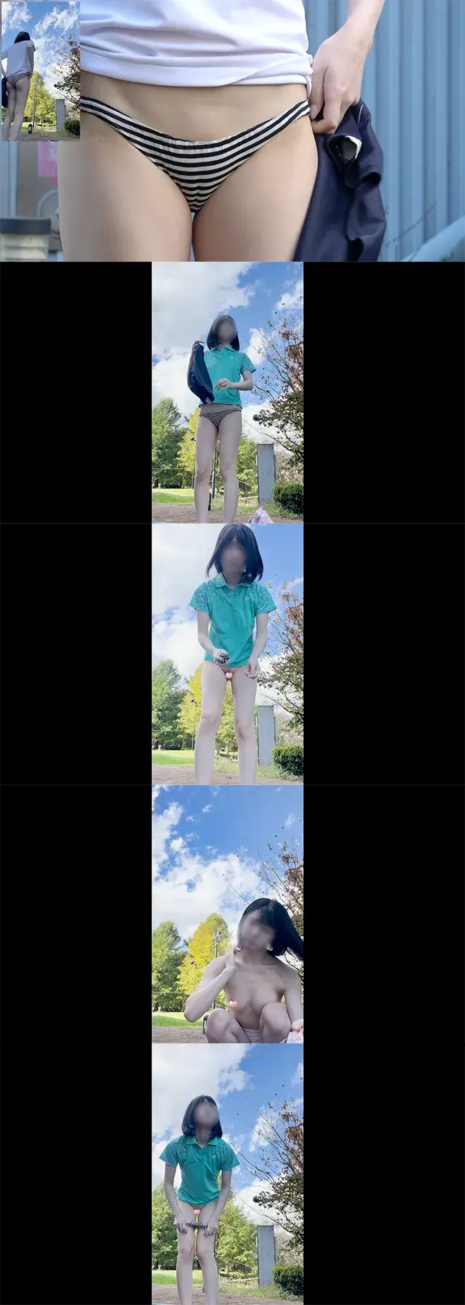 (２カメ！２着替え！)おっぱい・おま⚪︎こ・お尻丸出しお外お着替え！！チビ縞パンの極み！完全保存版！