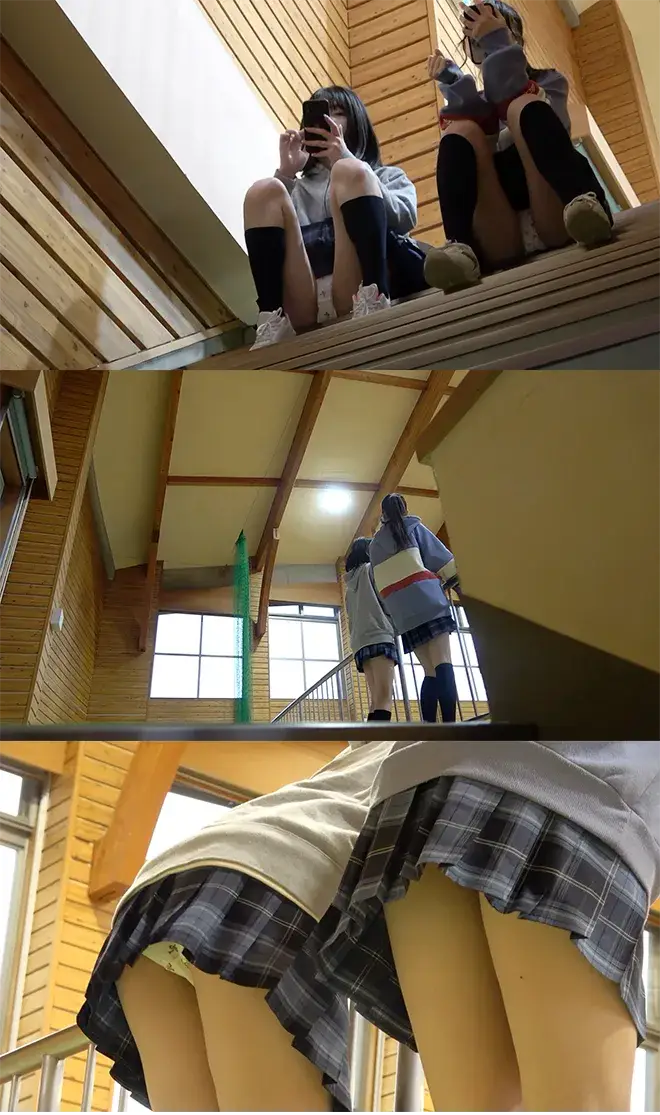 (11日まで顔出し!)39体育館でサボり中の女子2人!おぱんつ激写でぷりけつ丸見え!最高の眺めゲット!