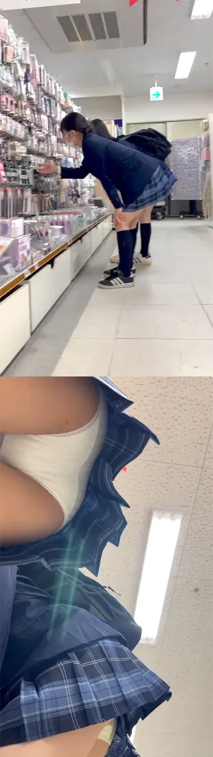 【パン撮記①】2人の制服女子のエロ尻ぱんつガン見!2人とも超ぷりケツ!