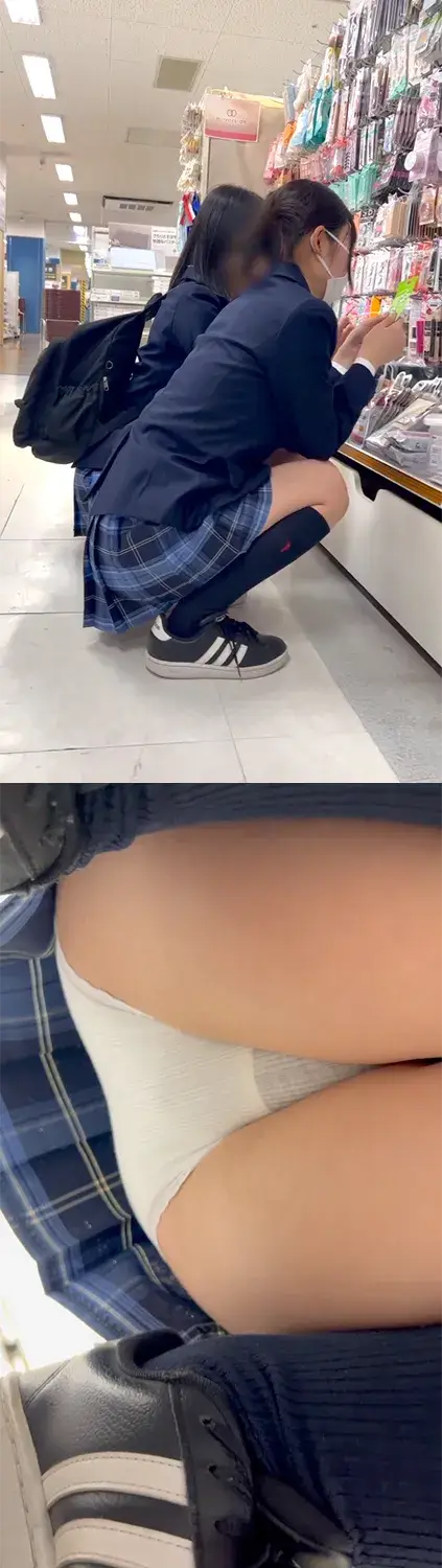 【パン撮記①】2人の制服女子のエロ尻ぱんつガン見!2人とも超ぷりケツ!